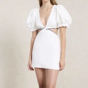 A.L.C. Hazel Cutout Puff Sleeve White Mini Dress Size 4 NWT